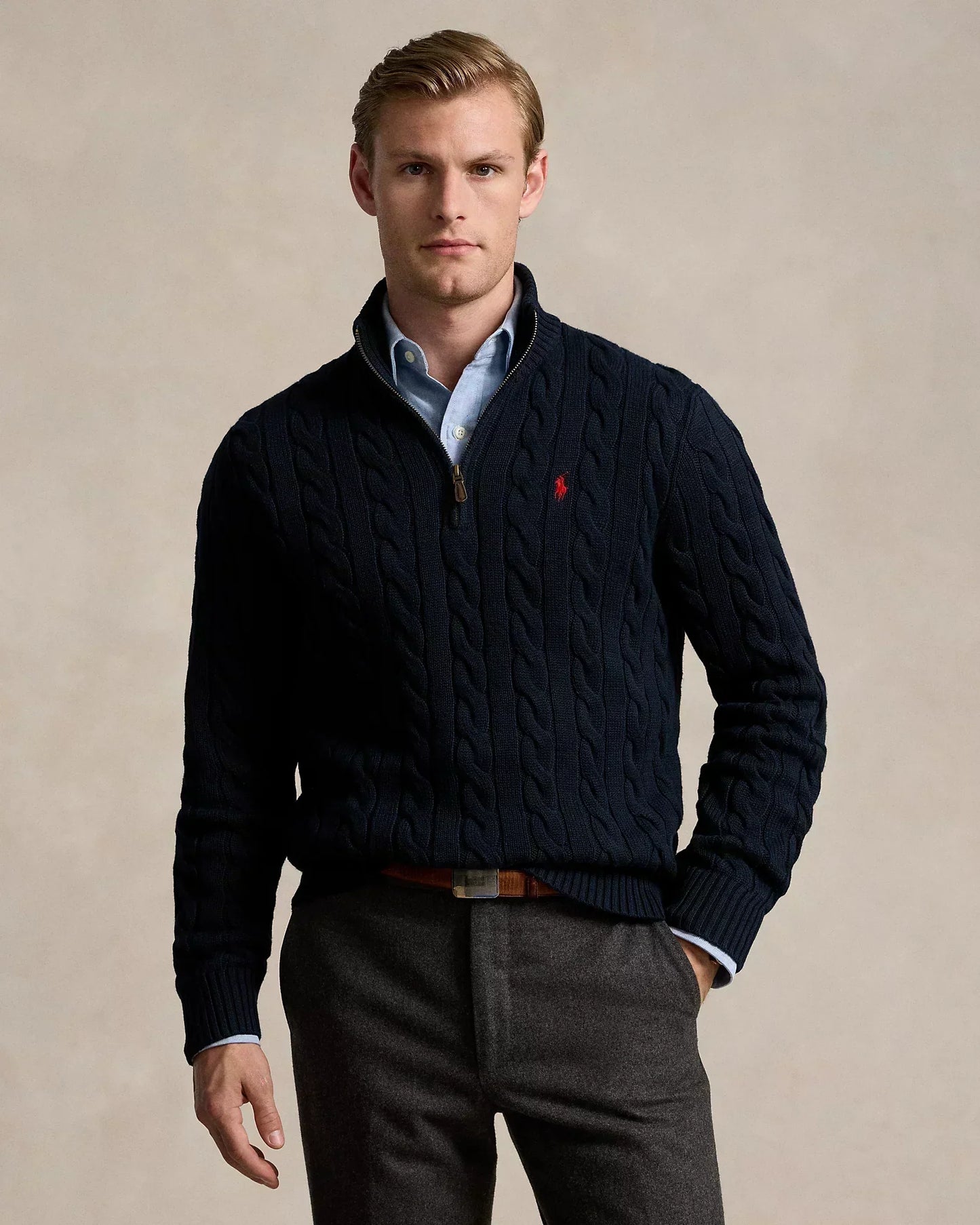 Elegxnce® - Polo RL Ribbestrikket Bomullssweater